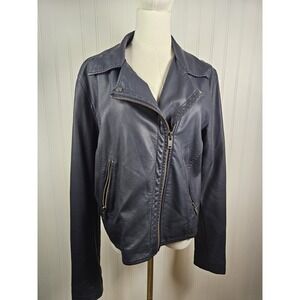 Anthropologie Shrunken Vegan Leather Moto Jacket Women's‎ Size L
